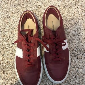 Men's Burgundy Sneakers with White Stripe